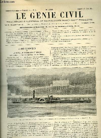 Le gnie civil tome LXIX n 2 - Etudes conomiques : le canal de Marseille au Rhone, son utilit, la navigation sur le Rhone par A. Dumas, Rsistance des matriaux : l'rosion des canons d'acier par les gaz de la poudre, Electricit : la traction