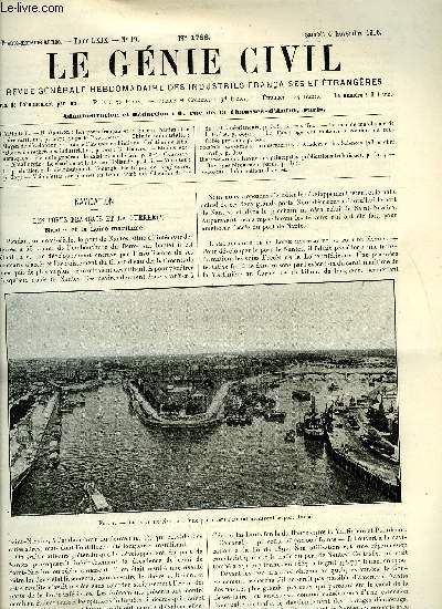 Le gnie civil tome LXIX n 19 - Navigation : les ports franais et la guerre, Nantes et la Loire maritime par Auguste Pawlowski, Chimie industrielle : Moyen de dvelopper en France l'industrie chimique, cration de laboratoires de recherches industrielle