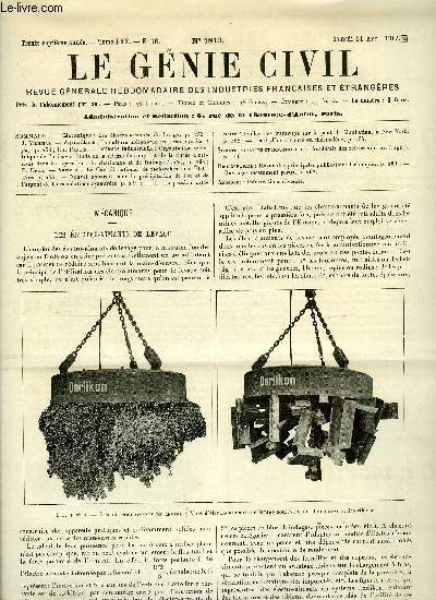 Le gnie civil tome LXX n 16 - Mcanique : les lectro aimants de levage par J. Vichniak, Agriculture : la culture mcanique en France (suite et fin) par Ch. Dantis, Science industrielle : organisation scientifique de l'usinage, tude de la vitesse