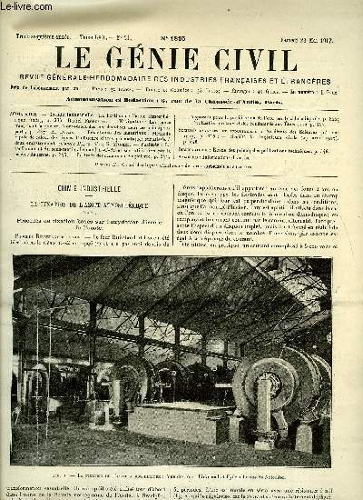 Le gnie civil tome LXX n 21 - Chimie industrielle : la fixation de l'azote atmosphrique (suite) par Daniel Florentin, Navigation : les ports franais et la guerre, Mouvement des marchandises dans les principaux ports par A. Dumas, Rsistance