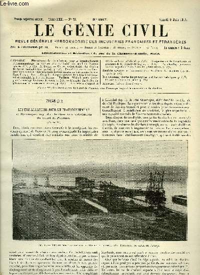 Le gnie civil tome LXX n 23 - Mcanique : les installations pour le transbordement et l'emmagasinage du charbon aux extrmits du canal de Panama par A. Dumas, Chimie industrielle : la fixation de l'azote atmosphrique (suite) par Daniel Florentin