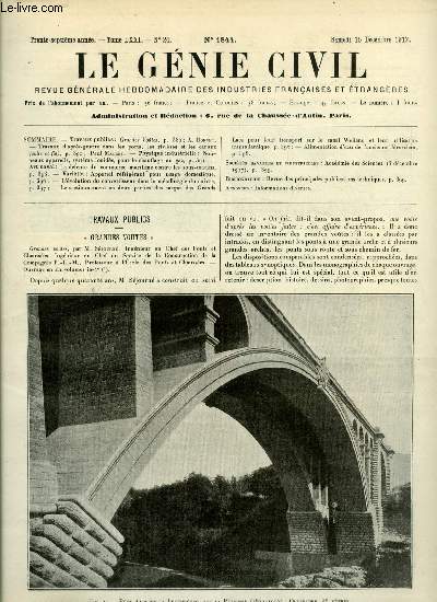 Le gnie civil tome LXXI n 24 - Grandes voutes par A. Bonnet, Travaux d'aprs guerre dans les ports, les rivires et les canaux (suite et fin) par Paul Mallet, Nouveaux appareils, systme Ionids pour le chauffage au gaz, La dfense du commerce maritime