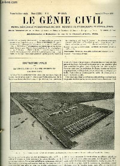 Le gnie civil tome LXXII n 6 - Constructions navales : la construction des navires de commerce aux Etats Unis, Mines et mtallurgie : l'approvisionnement de l'Allemagne en minerai de fer par J. Tribot Laspire, Hydraulique : dtermination des dimensions