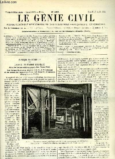 Le gnie civil tome LXXII n 15 - Physique industrielle : l'emploi du charbon pulvris dans les usines sidrurgiques des Etats Unis, les forges Dilworth, Porter and Co a Pittsburgh, et les usines de l'American Iron and Steel Co a Lebanon, Mcanique