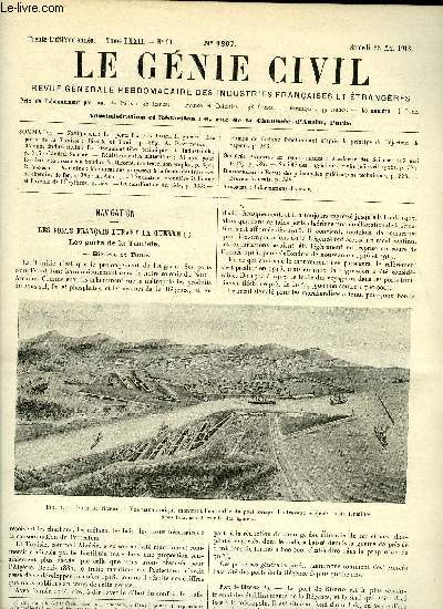 Le gnie civil tome LXXII n 21 - Navigation : les ports franais durant la guerre, les ports de la Tunisie : Bizerte et Tunis par A. Pawlowski, Science industrielle : la documentation technique et industrielle par le gnral Sebert, Rsistance