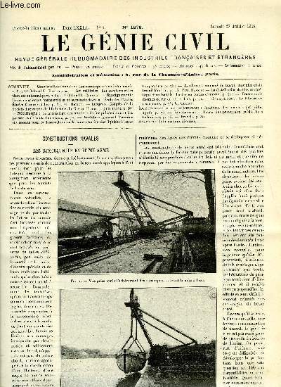 Le gnie civil tome LXXIII n 4 - Constructions navales : les remorqueurs en bton arm par Lieutenant colonel G. Espitallier, Art militaire : les revolvers et les pistolets automatiques par le lieutenant colonel L. Cabanes, Enseignement : cours