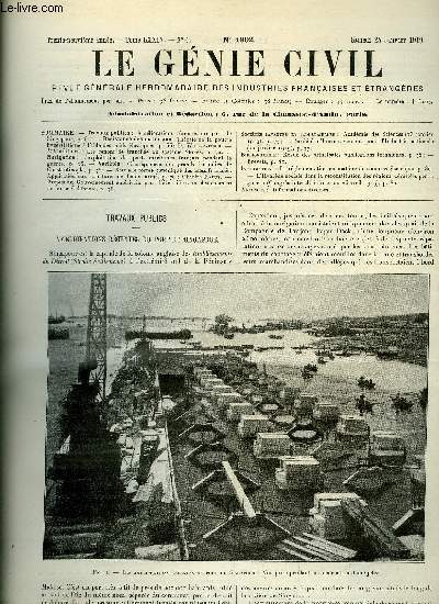 Le gnie civil tome LXXIV n 4 - Travaux publics : amliorations rcentes du port de Singapour, Rsistance des matriaux : Thorie de la poutre hyperstatique a l'aide des poids lastiques par D. Wolkowitsch, Art militaire : les canons de tranche