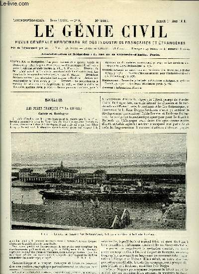 Le gnie civil tome LXXIV n 9 - Navigation : les ports franais et la guerre, Calais et Boulogne par Auguste Pawlowski, Aronautique : l'utilisation commerciale des aronefs rigides par A. Poidlou, Chemins de fer : l'tat actuel et l'avenir