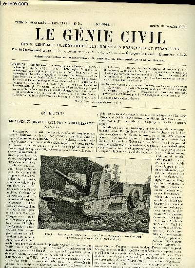 Le gnie civil tome LXXV n 24 - Art militaire : les tanks ou chars d'assaut, de l'arme britannique, Mtallurgie : le nickel, sa mtallurgie, ses emplois (suite et fin) par Lon Guillet, Agriculture : la culture mcanique en 1919, les dmonstrations