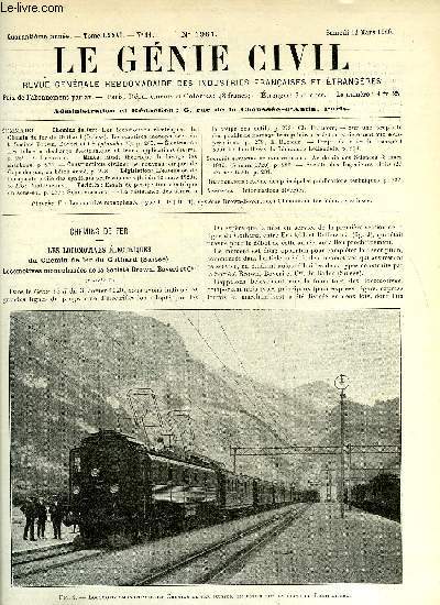 Le gnie civil tome LXXVI n 11 - Chemins de fer : les locomotives lectriques du Chemin de fer du Gothard, locomotives monophases de la socit Brown, Boveri et cie, Electricit : les tubes a dcharge lectronique et leurs applications (suite)