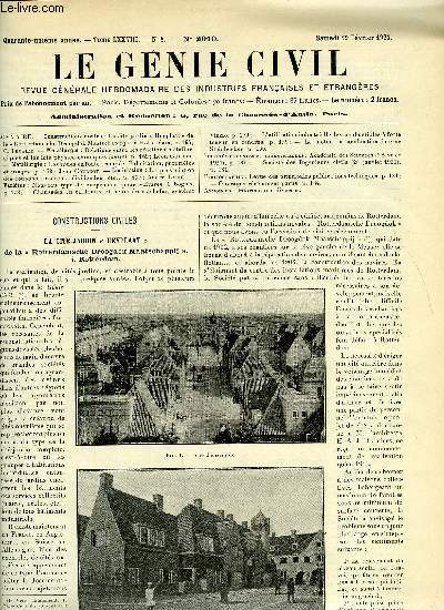 Le gnie civil tome LXXVIII n 8 - Construction civiles : la cit jardin Heyplaat de la Rotterdamsche Droogdok Maatschappij a Rotterdam par C. Lemaire, Mtallurgie : relations entre les ractions mtallurgiques et les lois physico-chimiques (suite)