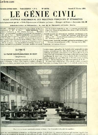 Le gnie civil tome LXXXVIII n 9 - La station radiotlgraphique de Rugby par R. Malo, Les peintures lumineuses par le gnral Ronneaux, La construction du canal de la Meuse au Waal par Alfred Bijls, Les conomies de combustibles dans les services