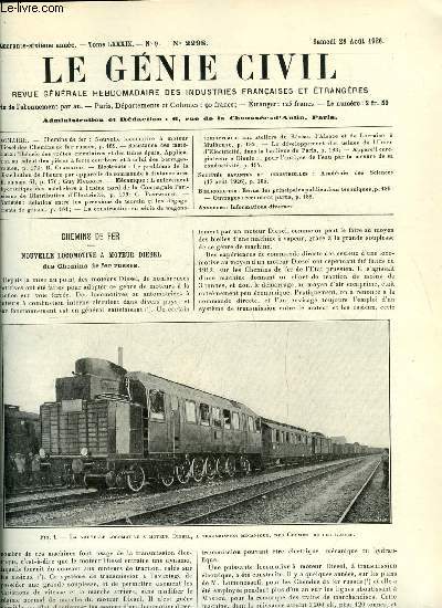 Le gnie civil tome LXXXIX n 9 - Nouvelle locomotive a moteur Diesel des Chemins de fer russes, Thorie des voutes circulaires et des tubes pais, application au calcul des pices a forte courbure et a celui des barrages voutes par R. Chambaud