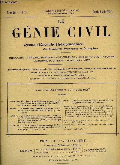 Le gnie civil tome XC n 23 - Traction lectrique : locomotives lectriques a grande vitesse et a transmission par engrenages de la Companie du Chemin de fer de Paris a Orlans, Mcanique : le transporteur monocable, pour fortes charges, de Maxville