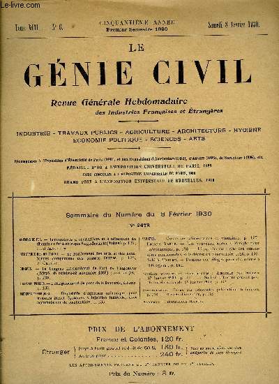 Le gnie civil tome XCVI n 6 - Chemins de fer : locomotives a crmaillre et a adhrence du Chemin de fer lectrique Vige-Zermatt par Paul Altorfer, Rsistance des matriaux : le flambement des arcs et des membrures comprimes des poutres droites