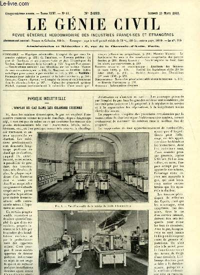 Le gnie civil tome XCVI n 11 - L'emploi du gaz dans les grandes cuisines par G. Prud'hon, Le port de Bordeaux et ses annexes (suite et fin) l'avant port du Verdon dans l'estuaire de la Gironde par Auguste Pawlowski, Les vibrations sur les navires