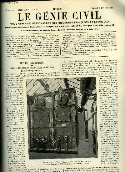 Le gnie civil tome XCVIII n 6 - L'emploi des huiles rsiduaires de ptrole au chauffage central par A. Grebel, Les instruments de musique radio-lectriques, Les appareils Theremin et Martenot par Jacques Dumas, Pont en bton arm a armature rigide