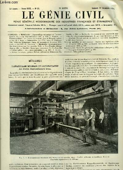 Le gnie civil tome XCIX n 26 - L'appareillage mcanique et l'automatisation des trains dgrossisseurs trios par E. Kaestel, Les travaux du nouveau port de Bengasi par S.V. Fago, Le XXVe salon de l'automobile, vhicules industriels par G. Delanghe