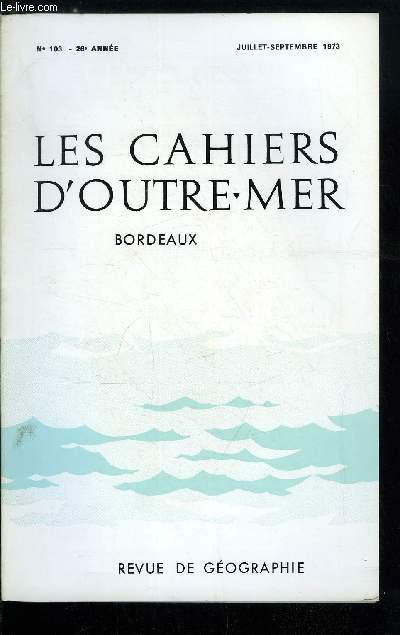 Les cahiers d'outre-mer n 103 - Situation actuelle de la culture bananire en Cote d'Ivoire avec 2 figures dans le texte et 2 planches hors texte par Dian Boni, Un peuple noir aux confins du Tchad et du Soudan : les Beri aujourd'hui, avec 1 figure