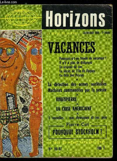 Horizons n 86-87 - Pourquoi Stockholm ?, Rflexions avant le congrs, La neutralit sudoise, L'impasse de la guerre froide, comment en sortir, La lutte contre la mort atomique en Allemagne, La crise amricaine, La dtection des explosions nuclaires