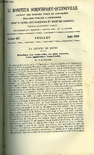 Le moniteur scientifique du docteur Quesneville n 583 - La levure de bire - rsultats des recherches les plus rcentes, leur application industrielle par M.H. Bungener, Mmoires sur la teinture - La teinture en noir de la laine, Le cachou de Laval