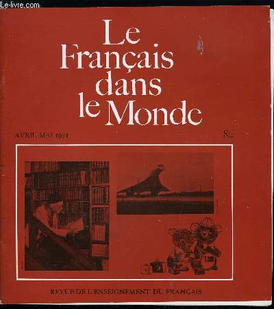 Le franais dans le monde n 80 - Une leon d'orthographe au niveau initiation par Jean Louis Frrot, L'enseignement de l'intonation franaise : exercices structuraux pour la classe et le laboratoire par Albert Di Cristo, L'aviation en France par Nicole