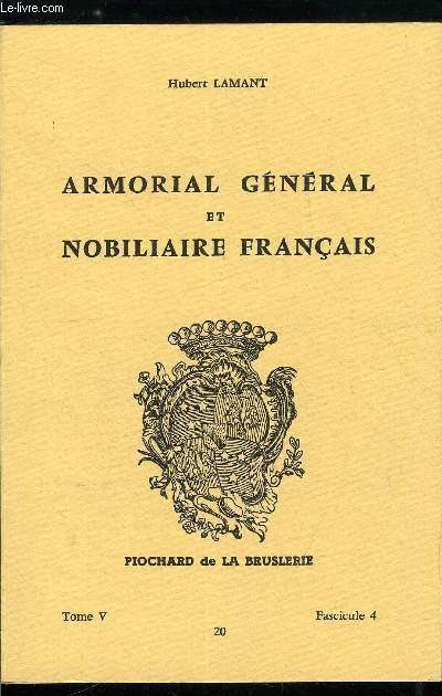 Armorial général et nobiliaire français tome V n° 20 - Davy à Dax (Davy, Daw, Dawes, Dawans, Dax)