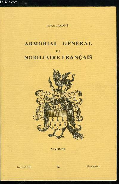 Armorial gnral et nobiliaire franais tome XXIII n 92 - Durand a Durand de Prmorel