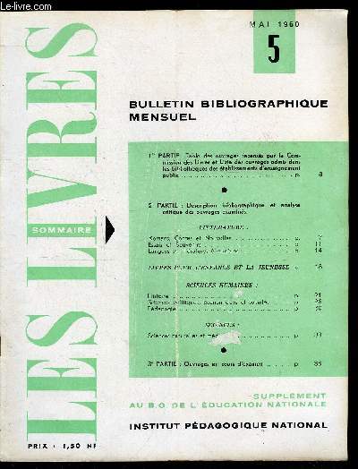 Les livres n 5 - Littrature : romans, contes et nouvelles, Essais et souvenirs, Langues et littratures trangres, Livres pour l'enfance et la jeunesse, Sciences humaines : histoire, sciences politiques, conomiques et sociales, Pdagogie