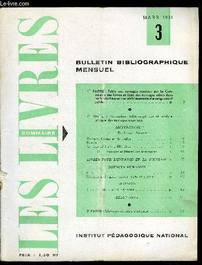 Les livres n 3 - De langue franaise, Romans, contes et nouvelles, posie, Critique et histoire littraires, Sciences humaines : histoire, sciences politiques, conomiques et sociales