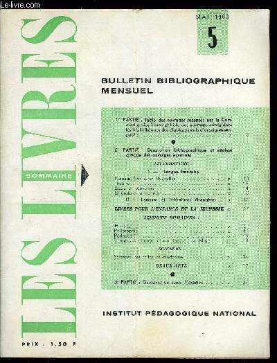 Les livres n 5 - Littrature : romans, contes et nouvelles, thatre, essais et souvenirs, littratures anciennes, Livres pour l'enfance et la jeunesse, Sciences humaines : histoire, philosophie, pdagogie, sciences politiques, conomiques et sociales