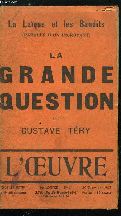 L'oeuvre n 5 - La grande question par Gustave Try, Marcel Boulenger par Louis Thomas