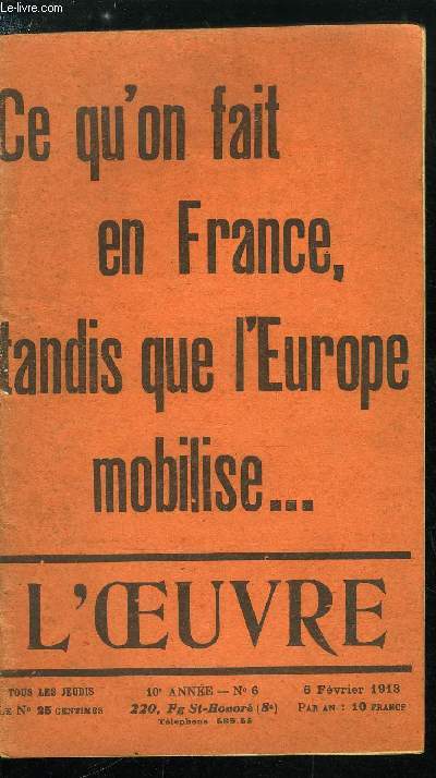 L'oeuvre n 6 - Mes tablettes par Gustave Try, La guerre en Europe, en France, Ce que disent les autres