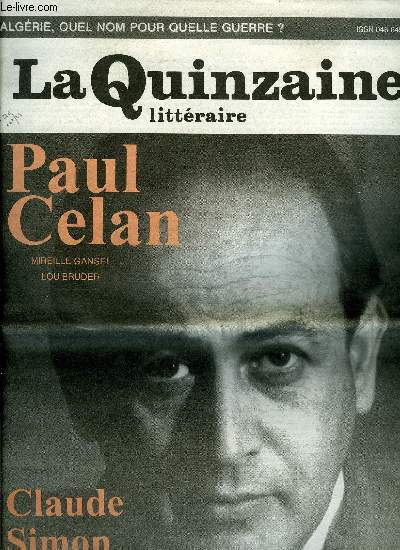La quinzaine littéraire n° 805 - L'oeuvre au noir de Paul Celan par Mireille ... - Photo 1/1
