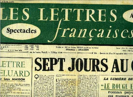 Les lettres franaises n 534 - Sept jours au Chili par Ilya Ehrenbourg, Lettre a Eluard par Loys Masson, La lumire de Stendhal, le rouge et le noir, roman psychologique ou roman politique ? par Aragon, Le couserans par Gaston Massat,Le cinma aux prises