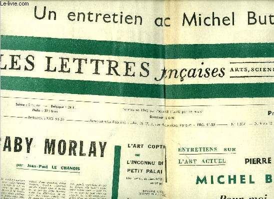 Les lettres franaises n 1037 - Gaby Morlay par Jean Paul Le Chanoix, Paix Daix avec Michel Butor : pour moi, l'important c'est de devenir contemporain, Samuel Marchak par Lon Robel, Pierre Monteux par Pierre Ancelin