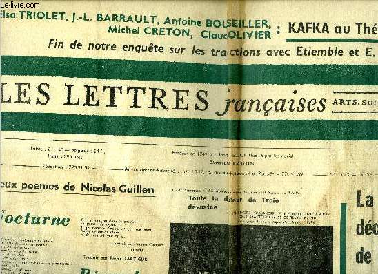 Les lettres franaises n 1073 - Deux pomes de Nicolas Guillen, La deuxime dcouverte de l'Amrique par Jean Louis Barrault, Un modle de roman par Pierre Daix, Avec Nicolas Guillen a Paris par Claude Couffon