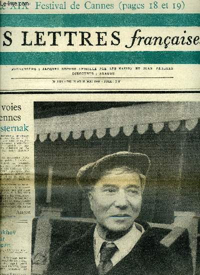 Les lettres franaises n 1131 - Les voies ariennes de Pasternak par Aragon, Les voies ariennes, traduit par Andr Robel, Aride Queneau par Hubert Juin, Calvino a Paris, Les frres Joyce par Anne Villelaur, Portraits de Gentlemen par Lia Lacombe