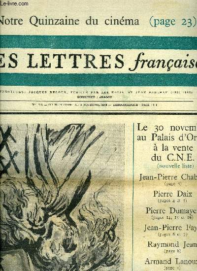 Les lettres franaises n 1255 - Division de l'ensemble par Tel Quel, Nouvelle critique et art moderne par Pierre Daix, Jean Pierre Chabrol : la chanson des soirs d't, Le cornet a ds nouvel adde par Armand Lanoux, Montage, production par Jean Pierre