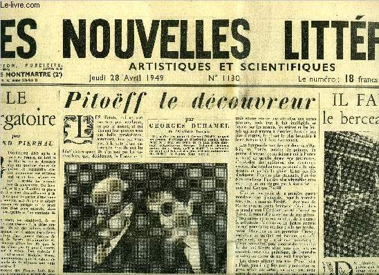 Les nouvelles littraires, artistiques et scientifiques n 1130 - Le purgatoire par Armand Pierhal, Les jumeaux par Pierre Audiat, Pitoff le dcouvreur par Georges Duhamel, Il faut sauver le berceau de l'Astre par Edmond Pognon, Rambouillet, Versailles