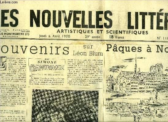 Les nouvelles littraires, artistiques et scientifiques n 1179 - Souvenirs sur Lon Blum par Simone, Printemps qui commence par Jean Jacques Brousson, Que pensez vous de la soucoupe volante ?, Pques a Notre Dame par Jean Riverain, Marcages par Jeanne