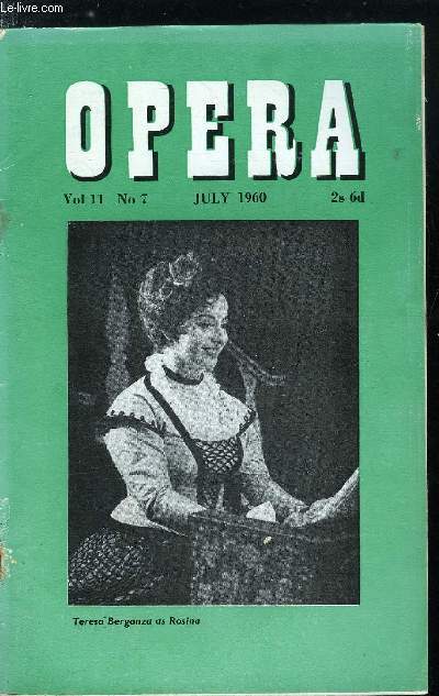 Opera n 7 - Teresa Berganza as Rosina, Two new operas in Germany, Collections programmes and playbills by Rodney Bennett, La Commedia e finita, Sadler's Wells Statistics 1959-60