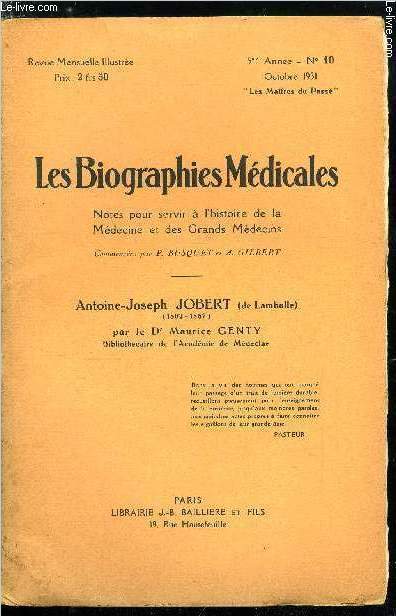 Les biographies médicales n° 10 - Jobert (de Lamballe) Antoine-Joseph (1802-1867)