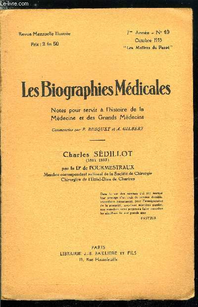 Les biographies mdicales n 10 - Charles Sdillot (1804-1883)