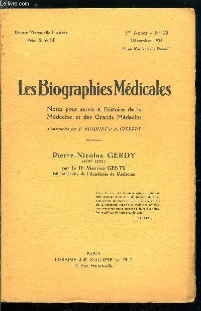 Les biographies mdicales n 12 - Gerdy Pierre-Nicolas (1797-1856)