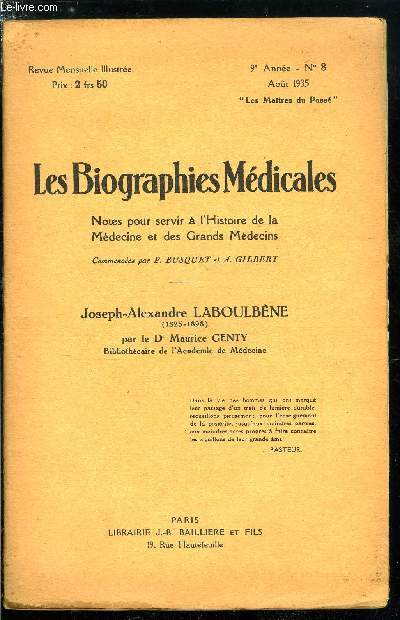Les biographies mdicales n 8 - Joseph-Alexandre Laboulbne (1825-1898)