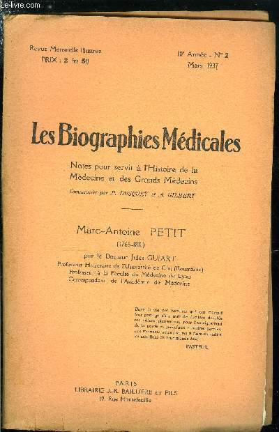 Les biographies mdicales n 2 - Marc-Antoine Petit (1766-1811)