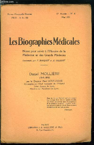 Les biographies médicales n° 4 - Daniel Mollière (1848-1890)