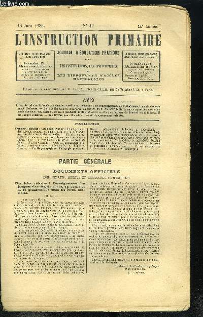 L'instruction primaire 11e anne n 42 - Circulaire relative a l'enseignement des langues vivants, du chant, du dessin et de la gymnastique dans les coles normales, Circulaire prescrivant le maintien des instituteurs en instance de retraite jusqu'a