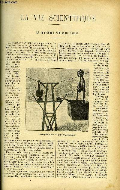 La vie scientifique n 14 - Le transport par cable arien par Flix Colomer, La chimie des hautes tempratures par Paul Jannettaz, Procd pour empcher la conglation des conduites de gaz, Les balles smaphoriques et l'heure vraie en Allemagne par Daniel